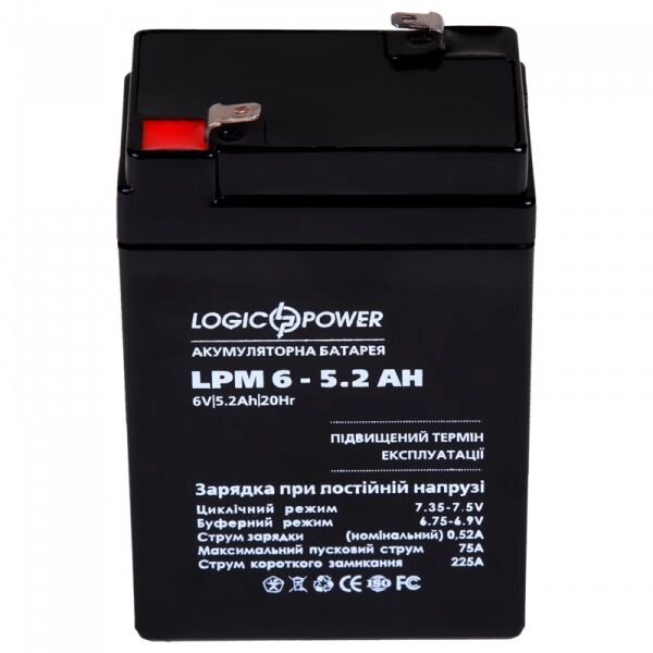 Акумулятор LogicPower LPM 6-5,2 AH (4158) від компанії Центр технічних рішень - фото 1