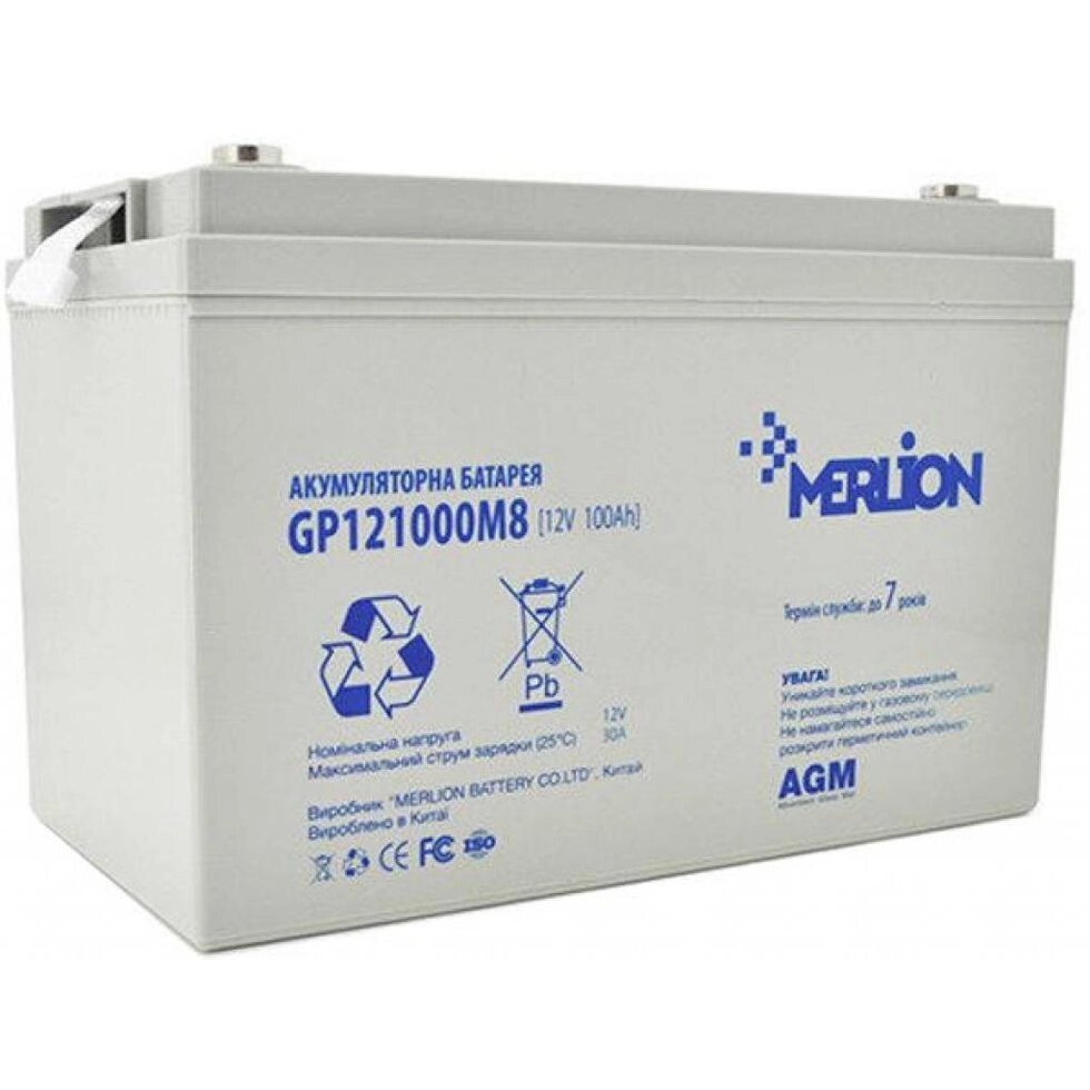 Акумуляторна батарея MERLION AGM GP121000M8 12 V 100 Ah (329 x 172 x 218) White Q1 від компанії Центр технічних рішень - фото 1
