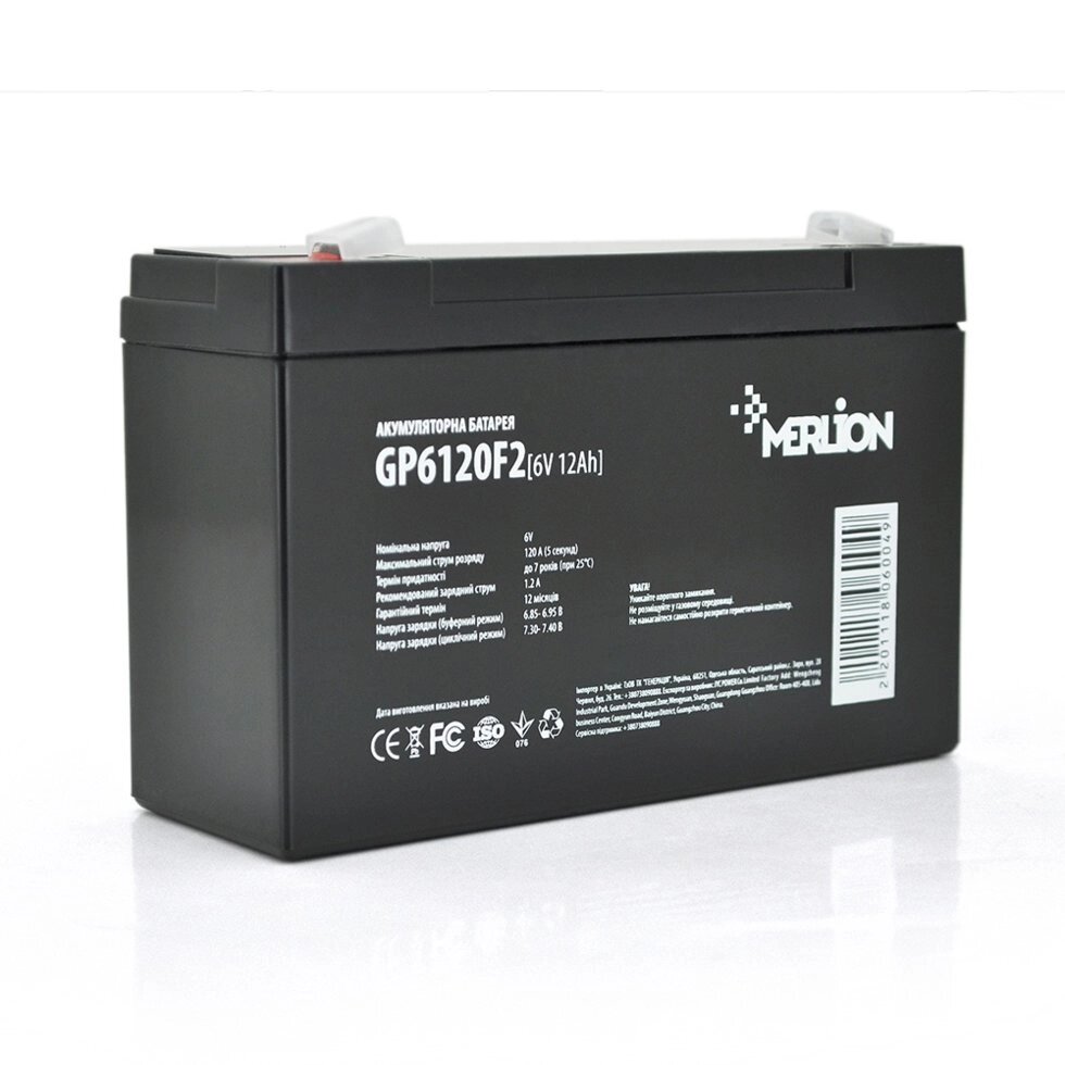 Акумуляторна батарея MERLION AGM GP612F2 6 V 12Ah від компанії Центр технічних рішень - фото 1