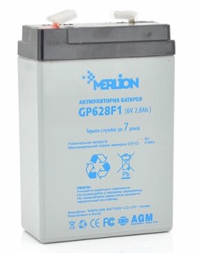Акумуляторна батарея MERLION AGM GP628F1 6 V 2,8Ah від компанії Центр технічних рішень - фото 1