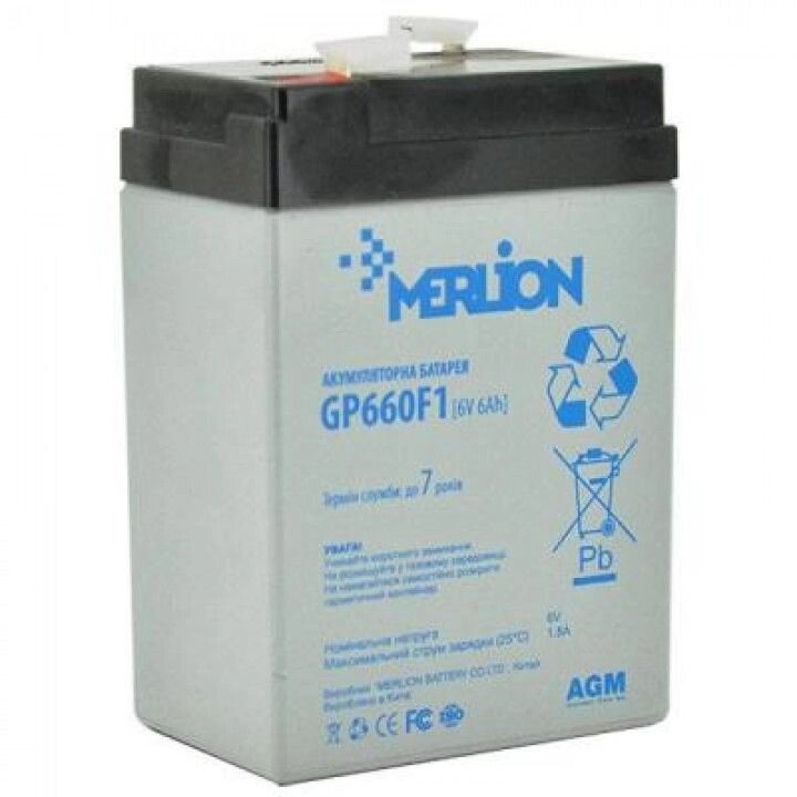 Акумуляторна батарея MERLION AGM GP660F1 6 V 6Ah від компанії Центр технічних рішень - фото 1