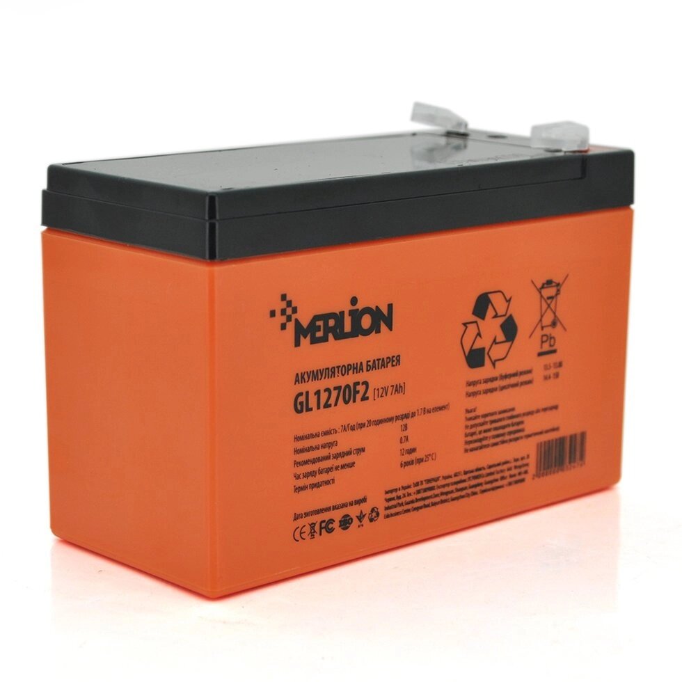 Акумуляторна батарея MERLION GL1270F2 12V 7Ah (150x65x 95 (100) Orange Q1 від компанії Центр технічних рішень - фото 1