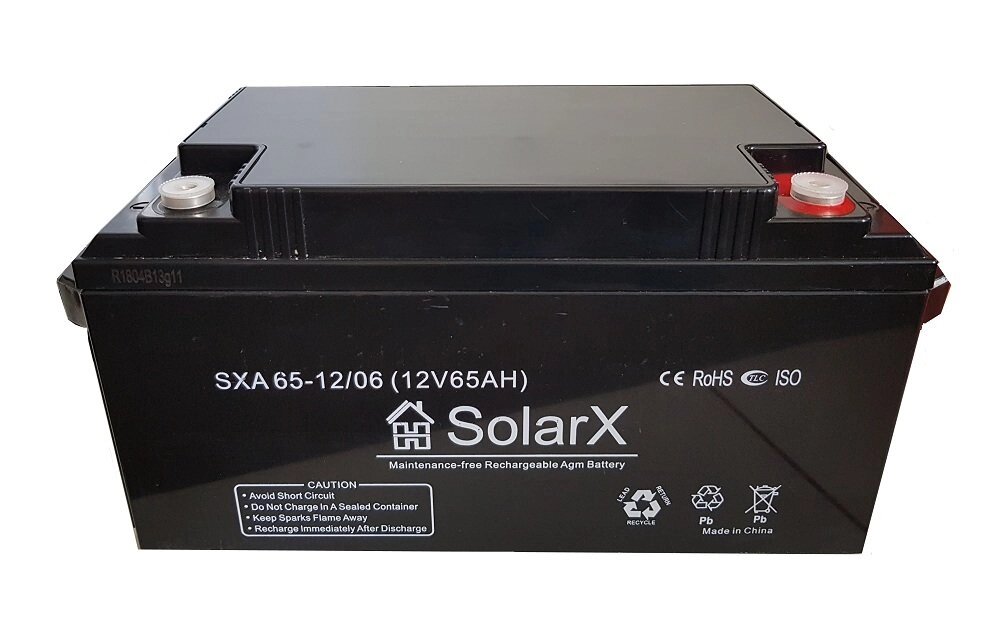 Акумуляторна батарея SolarX SXA 65-12 AGM від компанії Центр технічних рішень - фото 1