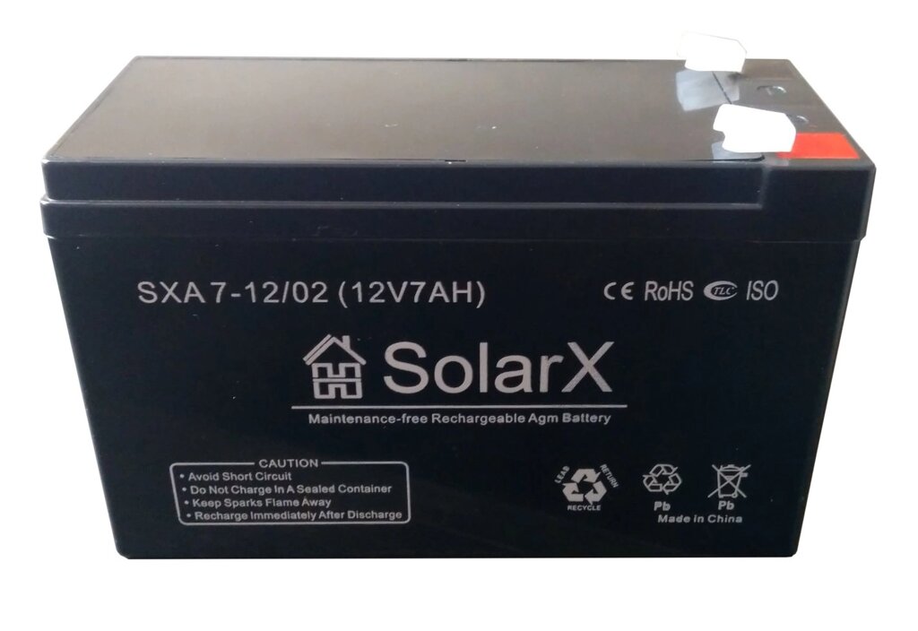 Акумуляторна батарея SolarX SXA 7-12 AGM від компанії Центр технічних рішень - фото 1