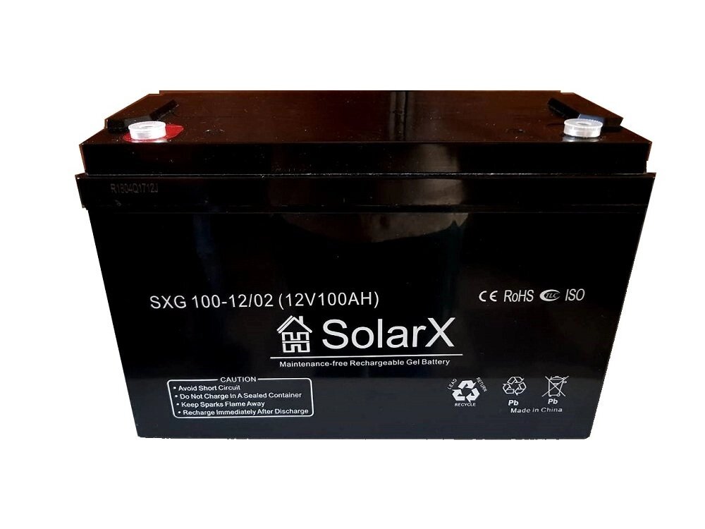 Гелевий акумулятор SolarX SXG 100-12 (12V 100AH) від компанії Центр технічних рішень - фото 1