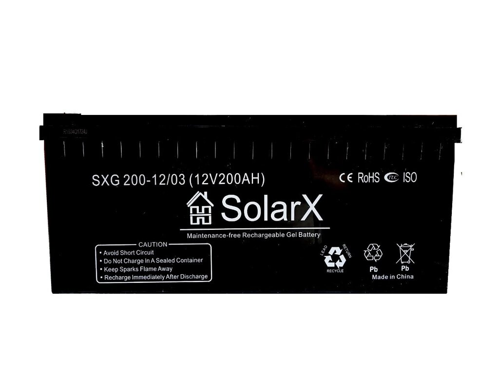 Гелевий акумулятор SolarX SXG 200-12 (12V 200AH) від компанії Центр технічних рішень - фото 1