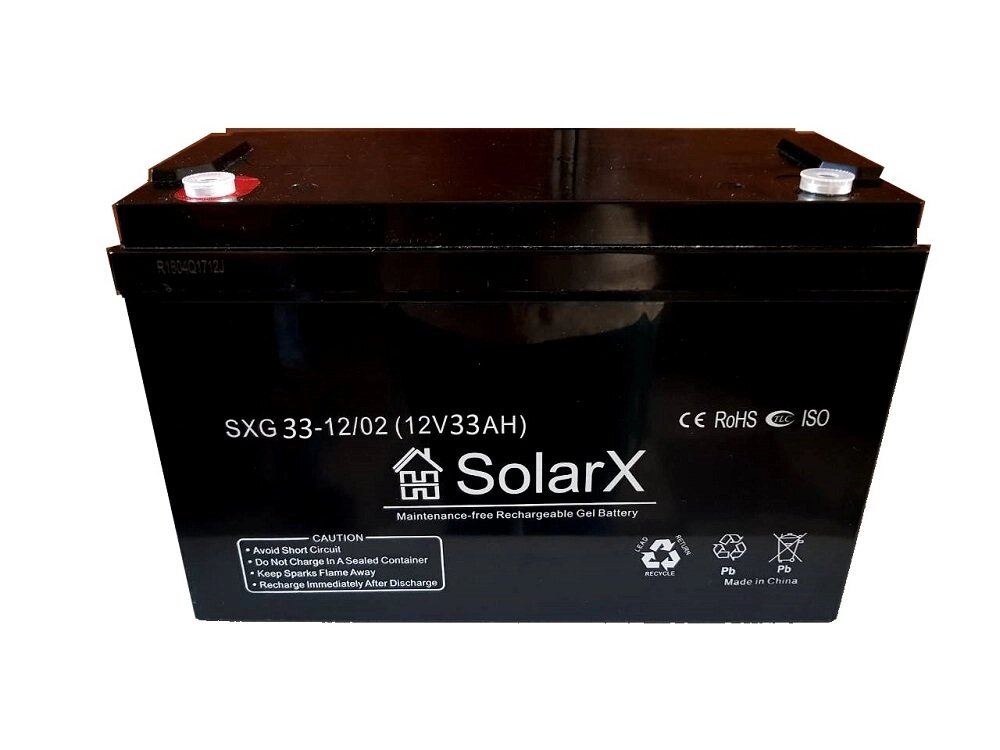 Гелевий акумулятор SolarX SXG 33-12 (12V 33Ah) від компанії Центр технічних рішень - фото 1