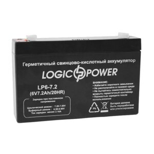 Гелевий акумулятор logicpower LP 6V - 7.2 ah silver (2571)