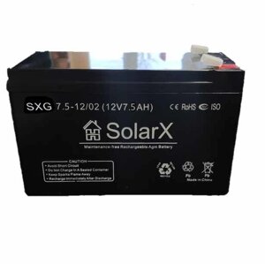 Гелевий акумулятор SolarX SXG 7,5-12 (12V 7,5 Ah)