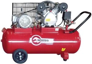 Компресор INTERTOOL PT-0013 (100 л, 4 HP, 3 кВт, 380 В, 8 атм, 500 л / хв, 2 циліндра)