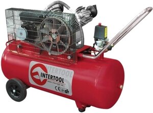 Компресор INTERTOOL PT-0014 (100 л, 4 HP, 3 кВт, 220 В, 8 атм, 500 л / хв, 2 циліндра)