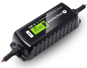 Зарядний пристрій для автомобільних АКБ everActive CBC-5, 6V / 12V, 3.8A, LCD, компакт, автомат
