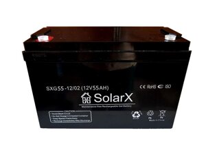 Гелевий акумулятор SolarX SXG 55-12 (12V 55AH)
