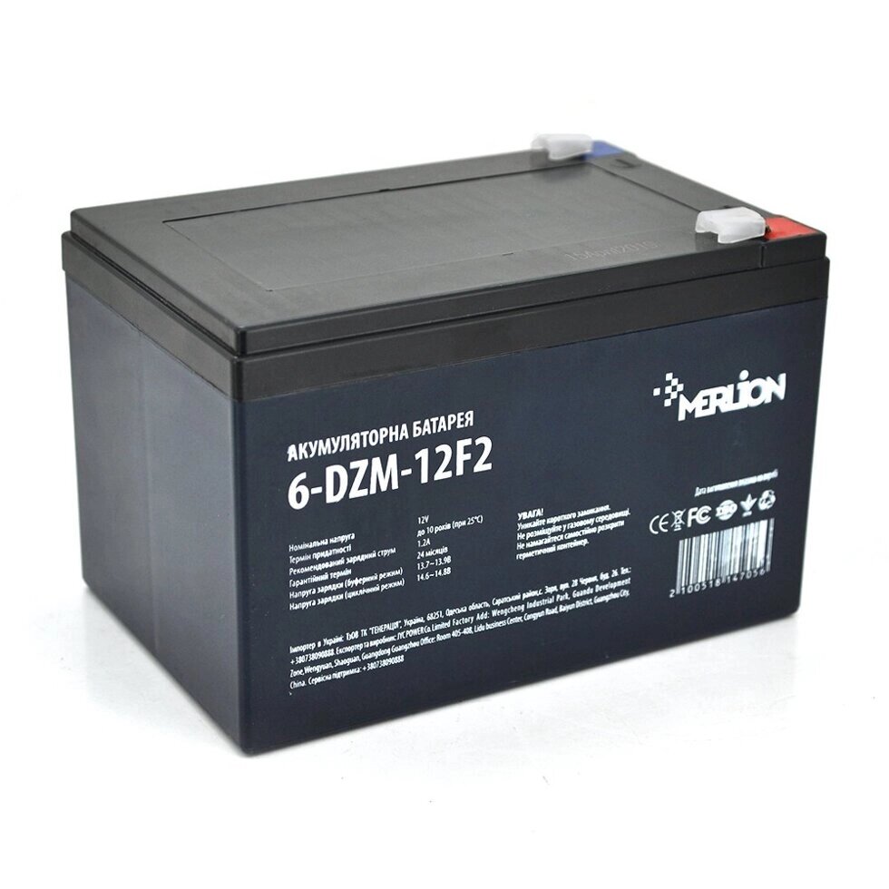 Тягова акумуляторна батарея MERLION 6-DZM-12, 12V 12Ah F2  Black Q4 (151х98х101мм) пелюстка від компанії Центр технічних рішень - фото 1