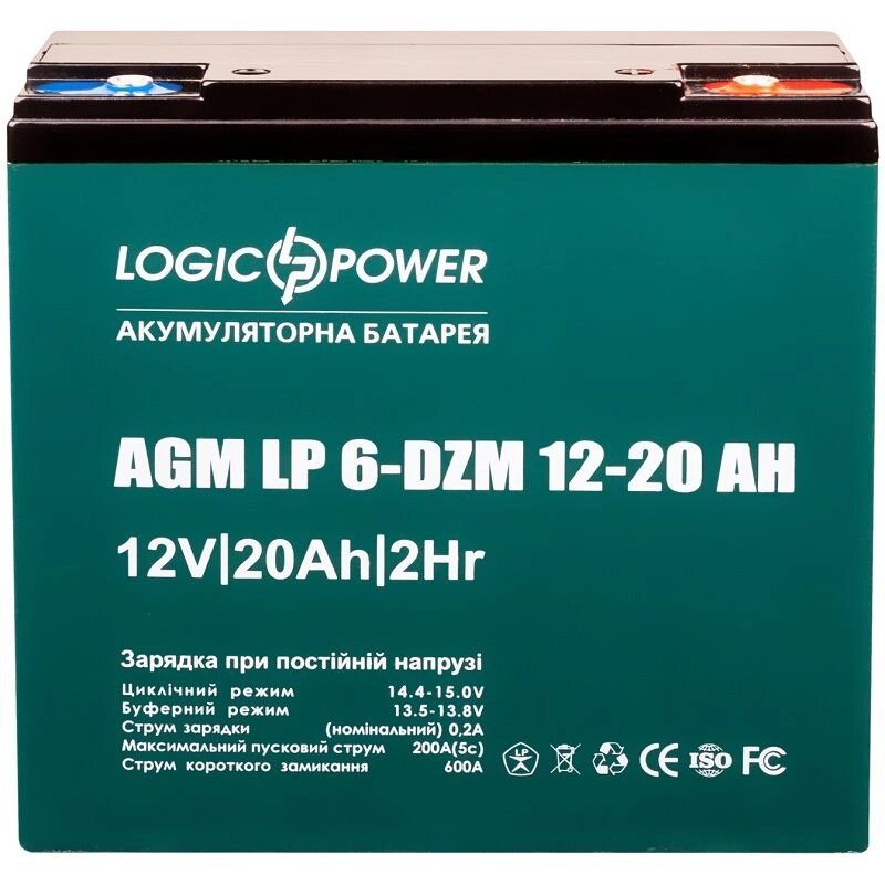 Тяговий акумулятор LogicPower LP 6-DZM-20 (5438) (батарея для велосипеда) від компанії Центр технічних рішень - фото 1