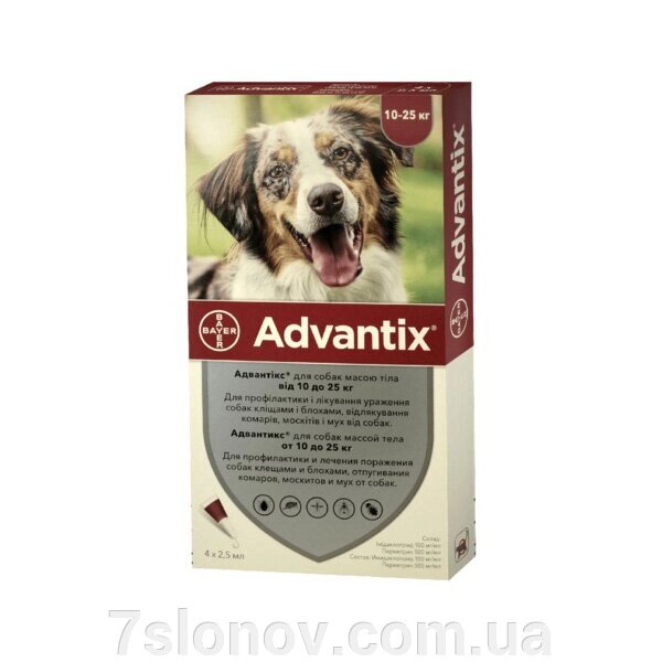 Адвантикс Advantix краплі на холку для собак 10-25 кг Bayer 1 піпетка від компанії Інтернет Ветаптека 7 слонів - фото 1