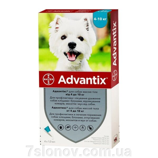 Адвантікс Advantix краплі на холку для собак 4-10 кг Bayer 1 піпетка від компанії Інтернет Ветаптека 7 слонів - фото 1