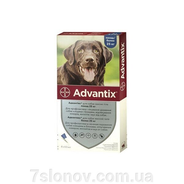 Адвантикс Advantix краплі на загривку для собак більше 25 кг Bayer 1 піпетка від компанії Інтернет Ветаптека 7 слонів - фото 1