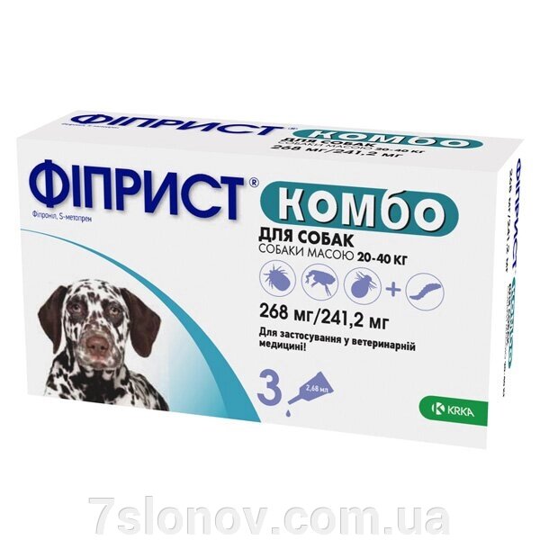 Фіприст Комбо краплі на загривку для собак 20-40 кг 2,68 мл 1 піпетка KRKA від компанії Інтернет Ветаптека 7 слонів - фото 1