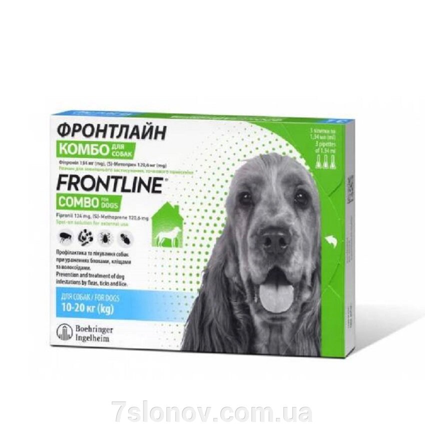 Фронтлайн Комбо краплі на загривку для собак 10-20 кг №3*1,34 мл Merial від компанії Інтернет Ветаптека 7 слонів - фото 1