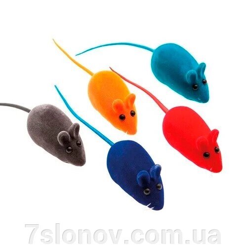 Іграшка для котів Миша велюр кольорова 6,5 см FOX NT001 від компанії Інтернет Ветаптека 7 слонів - фото 1