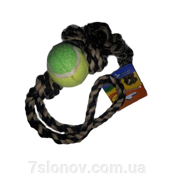 Іграшка для собак Канат-грейфер для кидків з тенісним м'ячем 45 см FOX XJ 0141 від компанії Інтернет Ветаптека 7 слонів - фото 1