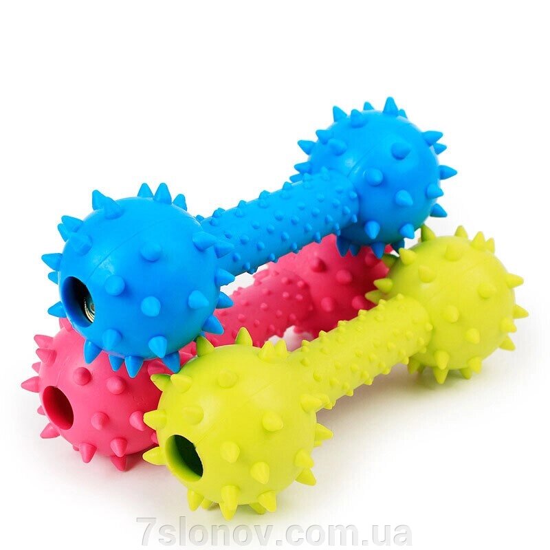 Іграшка гумова для собак Гантель гумова із шипами 4-6 від компанії Інтернет Ветаптека 7 слонів - фото 1