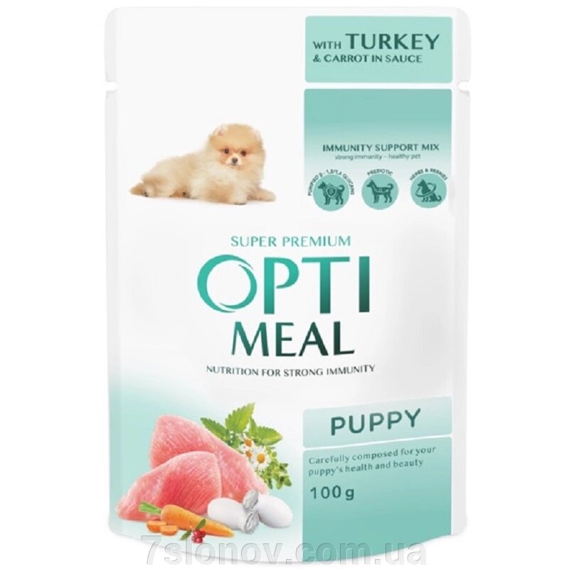 Корм для цуценят Puppy Turkey and Carrot sauce з індичкою та морквою в соусі 100 г Optimeal від компанії Інтернет Ветаптека 7 слонів - фото 1