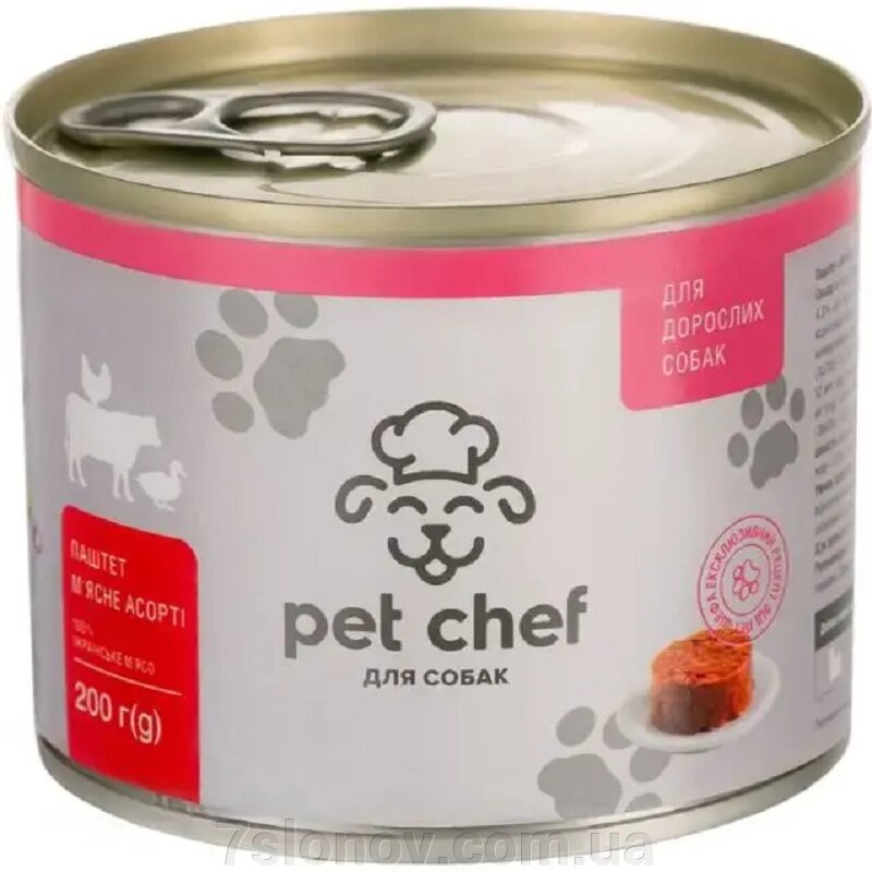 Корм для дорослих собак Pet Chef  паштет м'ясне асорті 200 г Pet Chef від компанії Інтернет Ветаптека 7 слонів - фото 1