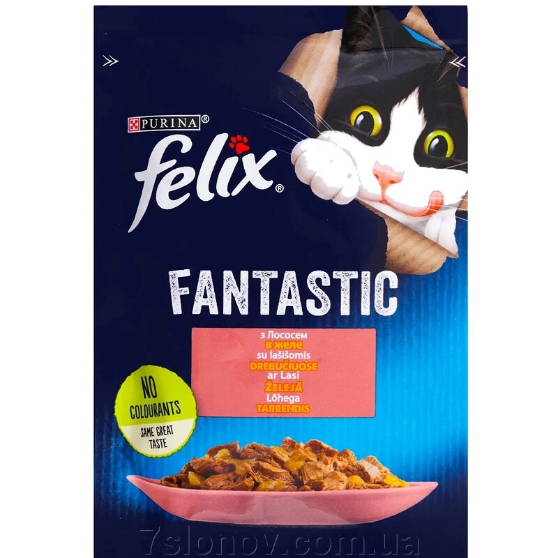 Корм для котів Felix Fantastic з лососем у желе 85 г Purina від компанії Інтернет Ветаптека 7 слонів - фото 1