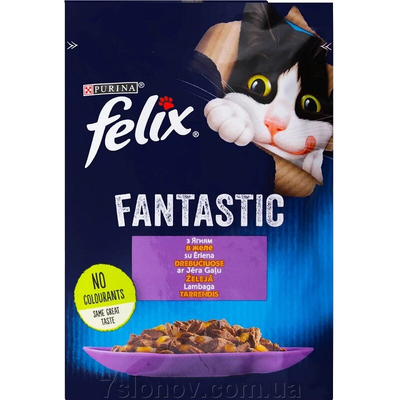 Корм для котів Felix Fantastic з ягням у желе 85 г Purina від компанії Інтернет Ветаптека 7 слонів - фото 1