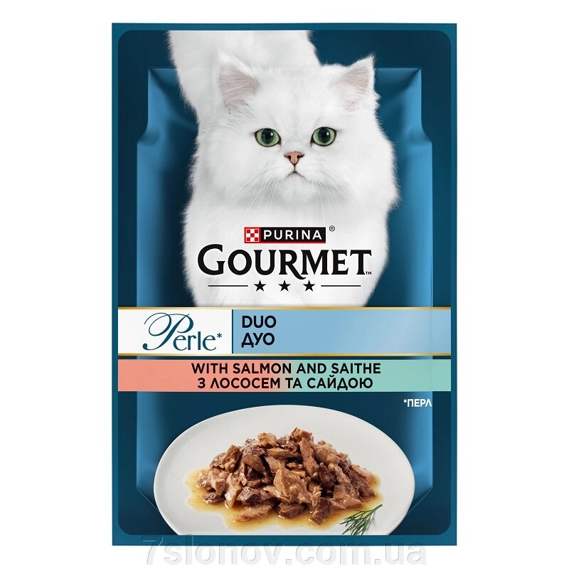 Корм для котів Gourmet Perle Duo лосось та сайда у підливі 85 г Purina від компанії Інтернет Ветаптека 7 слонів - фото 1