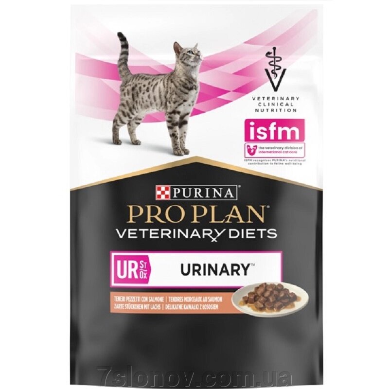 Корм для котів Pro Plan Veterinary Diets UR Urinary для лікування захворювань сечовивідних шляхів із лососем у соусі 85 г від компанії Інтернет Ветаптека 7 слонів - фото 1