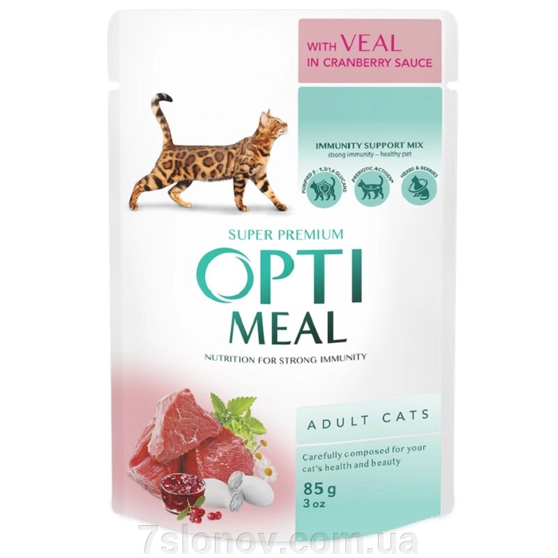 Корм для котів Veal Cranberry sauce з телятиною в журавлинному соусі 85 г Optimeal від компанії Інтернет Ветаптека 7 слонів - фото 1