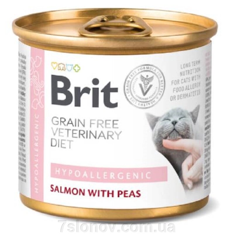 Корм для котів з харчовими алергіями Brit VetDiets  з лососем та горохом 200 г Brit від компанії Інтернет Ветаптека 7 слонів - фото 1