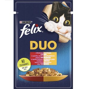 Корм для котів Felix Fantastic Duo з яловичиною та птахом у желе 85 г Purina