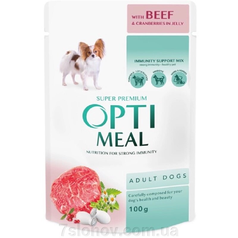 Корм для собак Adult Dogs Beef and Cranberry jelly з яловичиною та журавлиною в желе 100 г Optimeal від компанії Інтернет Ветаптека 7 слонів - фото 1