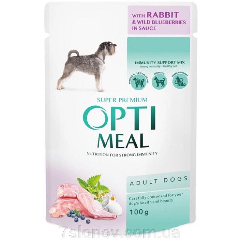 Корм для собак Adult Dogs Rabbit and Wild Blueberries sauce з кроликом та чорницею в соусі 100 г Optimeal від компанії Інтернет Ветаптека 7 слонів - фото 1