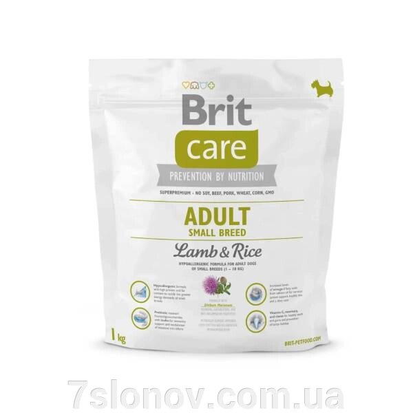 Корм для собак Брит вагою до 10 кг Brit Care Adult Small Breed Lamb and Rice 1кг від компанії Інтернет Ветаптека 7 слонів - фото 1