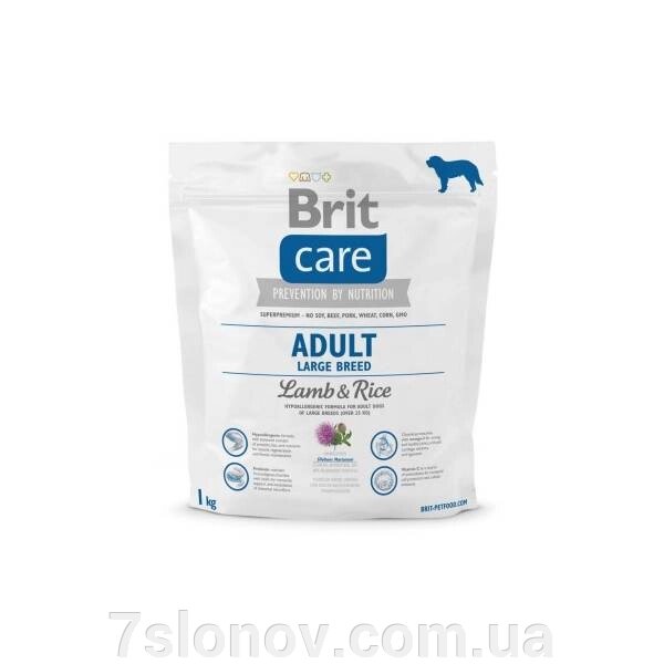 Корм для собак Брит вагою від 25 кг Brit Care Adult Large Breed Lamb and Rice 1кг від компанії Інтернет Ветаптека 7 слонів - фото 1