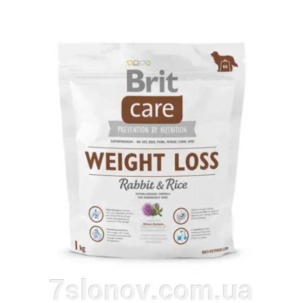 Корм для собак Брит з гаком вагою Brit Care Weight Loss Rabbit and Rice 1 кг від компанії Інтернет Ветаптека 7 слонів - фото 1