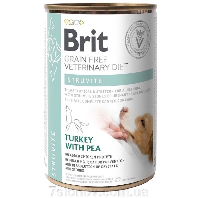 Корм для собак із сечокам'яною хворобою Grain Free VetDiets Struvite Turkey with Pea з індичкою та горохом 400 г Brit від компанії Інтернет Ветаптека 7 слонів - фото 1