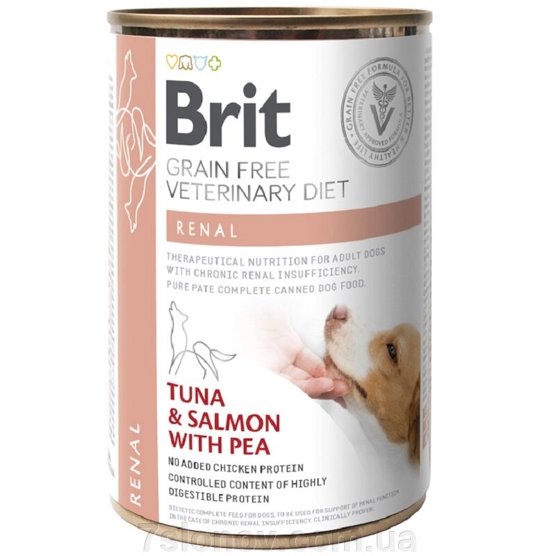 Корм для собак з хворими нирками Grain Free VetDiets Renal Tuna and Salmon with Pea з тунцем лососем та горохом 400 г від компанії Інтернет Ветаптека 7 слонів - фото 1