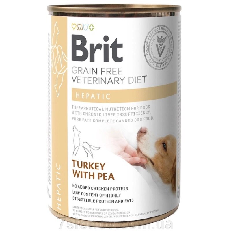 Корм для собак з хворою печінкою Grain Free VetDiets Hepatic Turkey with Peas з індичкою та горохом 400 г Brit від компанії Інтернет Ветаптека 7 слонів - фото 1