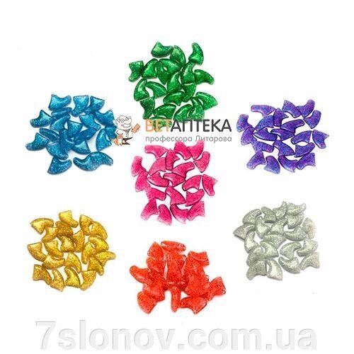 Ковпачки для пазурів Коготки ХS до 2,5 кг із кристалами люмінесцентні кольорові від компанії Інтернет Ветаптека 7 слонів - фото 1