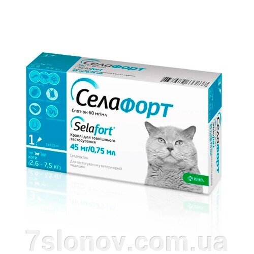 Краплі для кішок 2,6-7,5 кг Селафорт від бліх та кліщів №1 KRKA від компанії Інтернет Ветаптека 7 слонів - фото 1