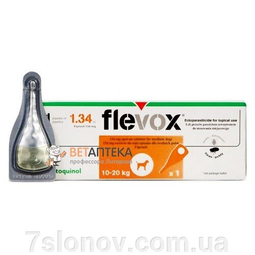 Краплі Флевокс Fipronil для собак 10-20 кг 134 мг №1 Vetoquinol від компанії Інтернет Ветаптека 7 слонів - фото 1