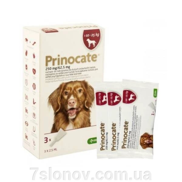 Краплі на холку для собак 10-25 кг Prinocate 2,5 мл від зовнішніх та внутрішніх паразитів №1 KRKA від компанії Інтернет Ветаптека 7 слонів - фото 1