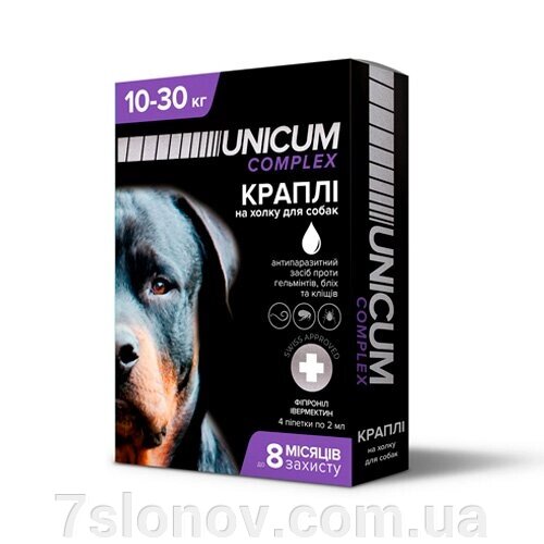 Краплі на холку для собак 10-30 кг Unicum Рremium від бліх та кліщів №4 Unicum від компанії Інтернет Ветаптека 7 слонів - фото 1