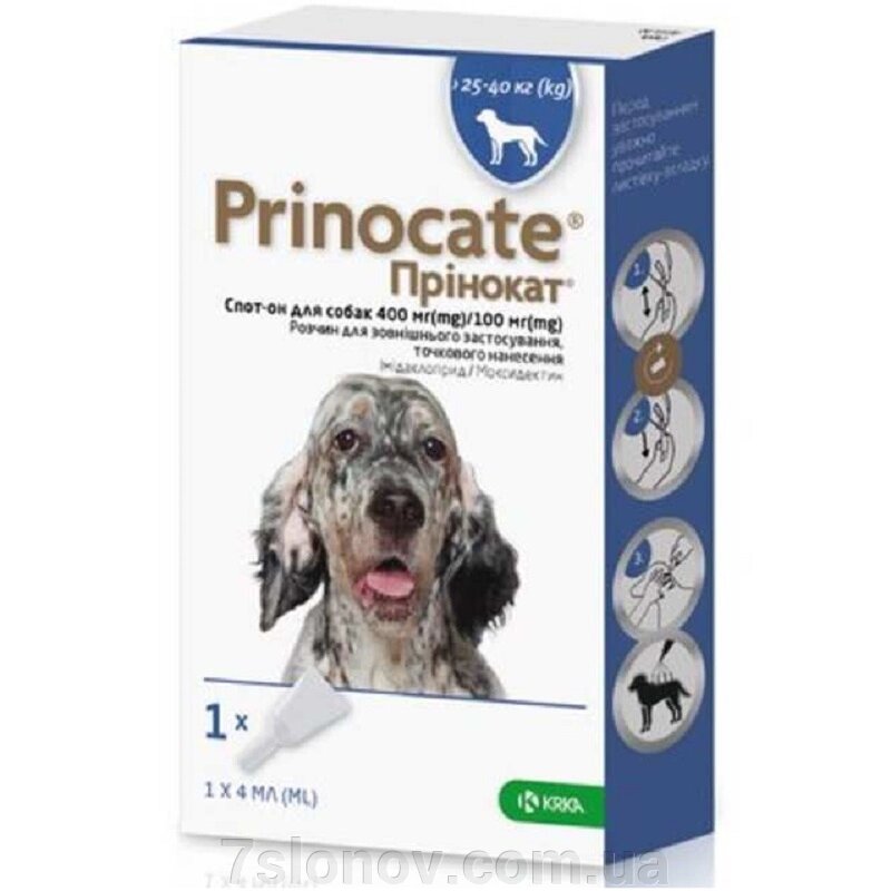 Краплі на холку для собак 25-40 кг Prinocate 4 мл від зовнішніх та внутрішніх паразитів №1 KRKA від компанії Інтернет Ветаптека 7 слонів - фото 1